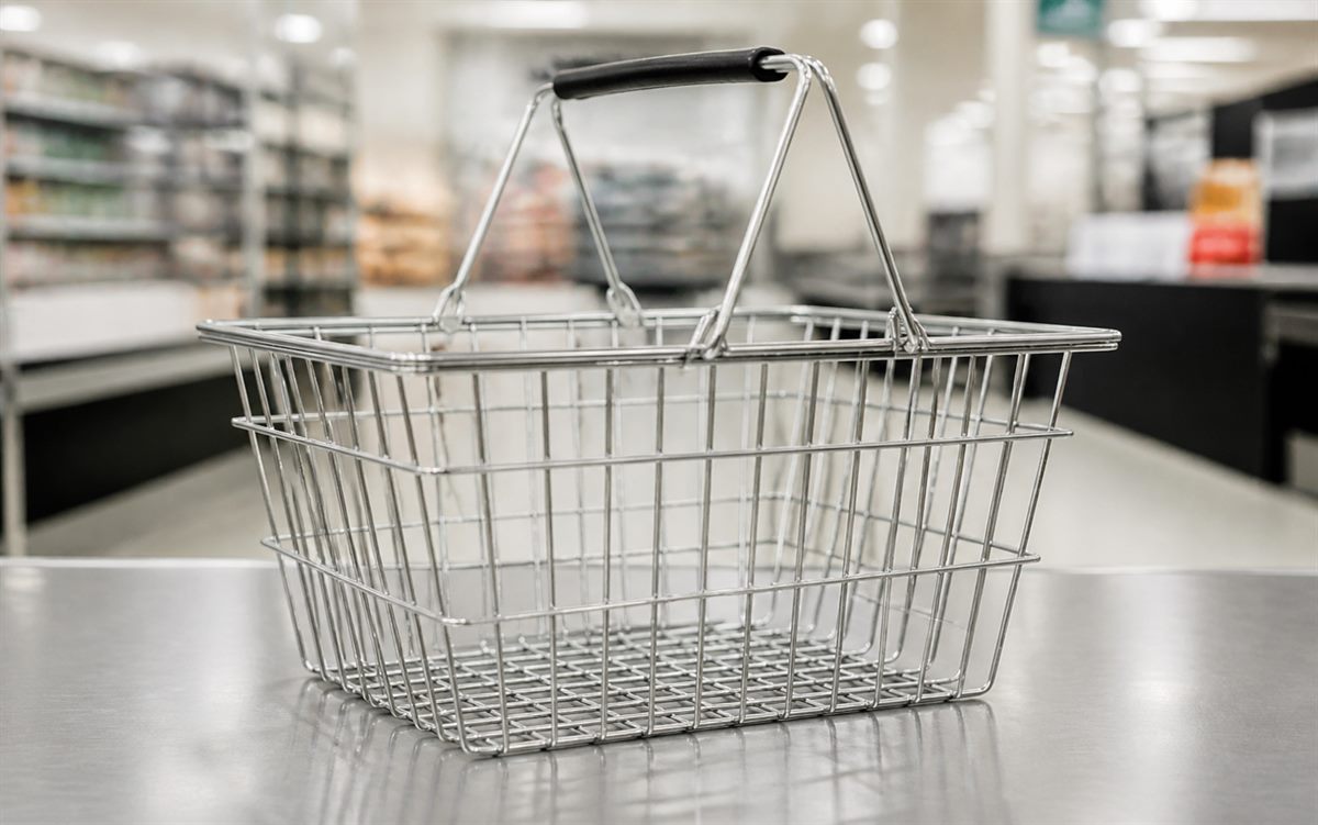 Carrinho de compras vazio para rever a encomenda
