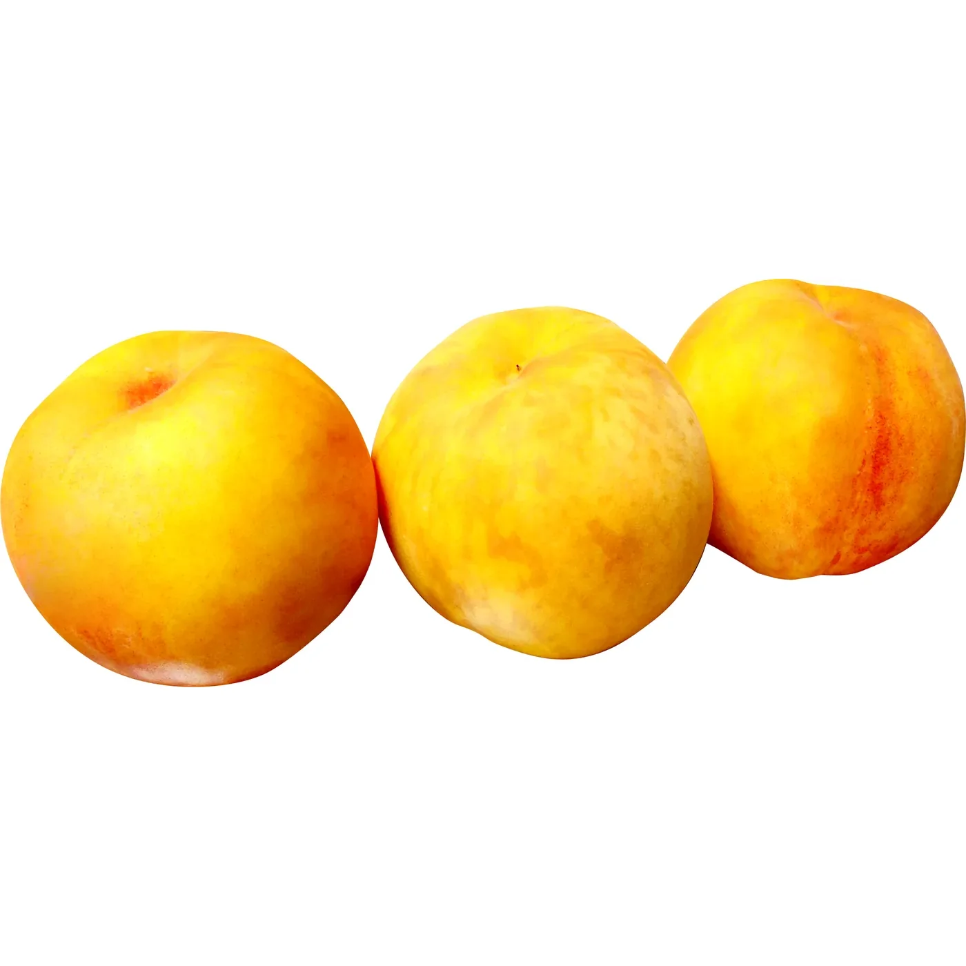 Pêssegos amarelos pequenos em fundo branco